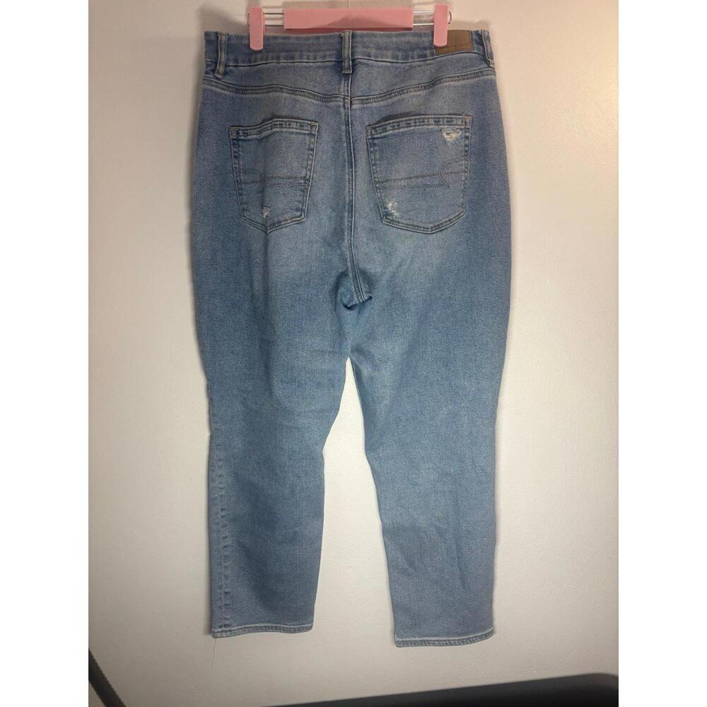 American Eagle Outfitters Light Blue Straight Leg Ripped Jeans - Picture 3 of 9